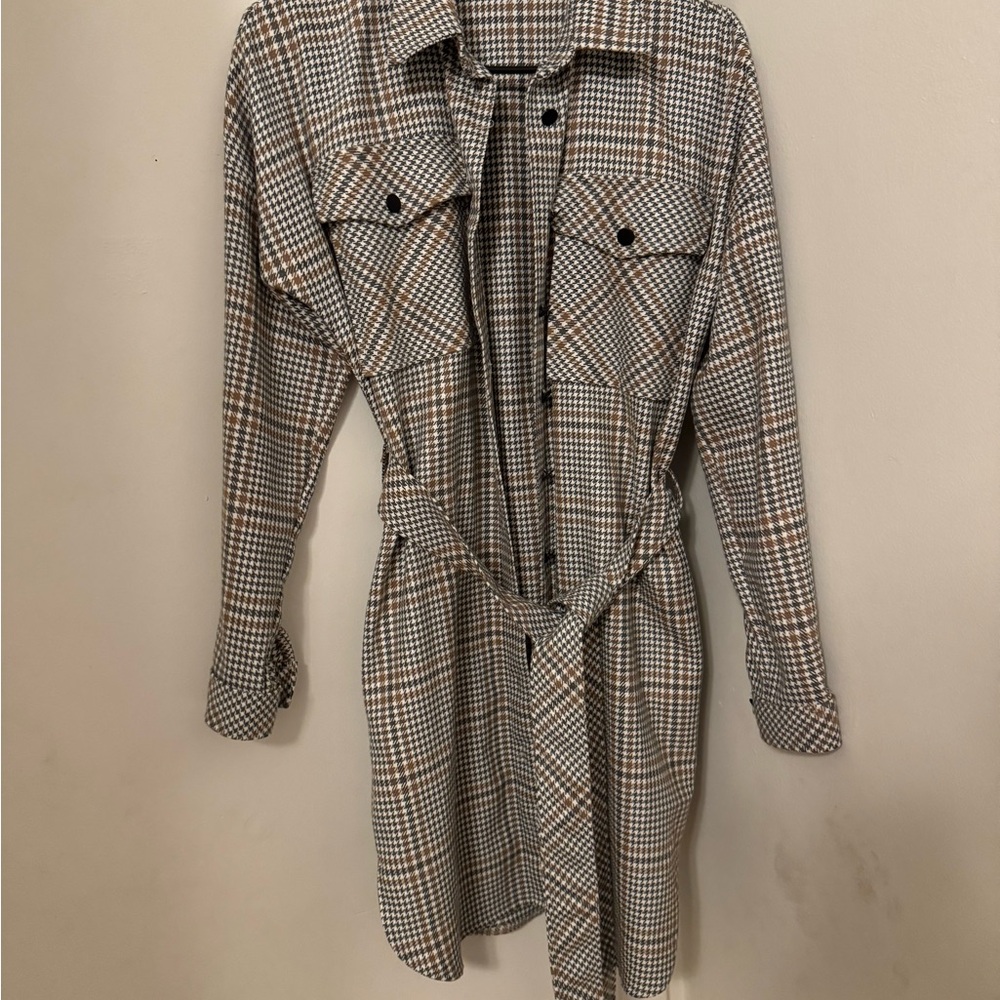 Plaid Belted Shirt Dress
